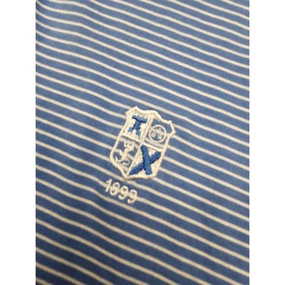 Peter Millar Pilot Mill Polo Mens Medium Pima Cotton Blue Striped Soft - Picture 6 of 11